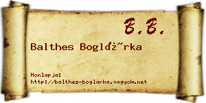 Balthes Boglárka névjegykártya